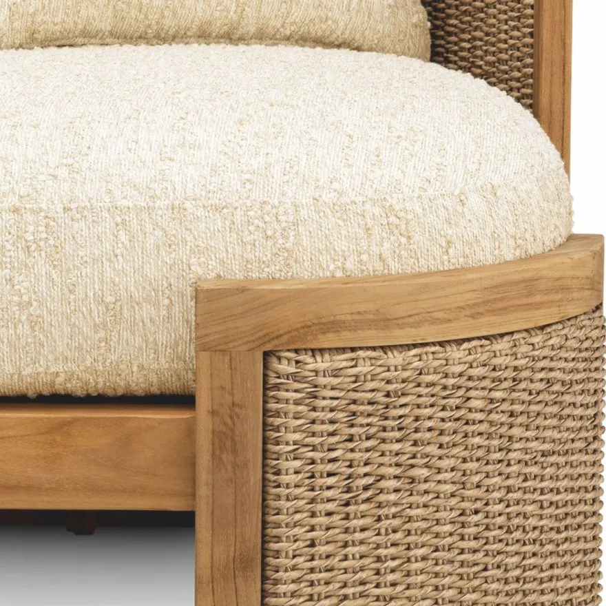 Casa Padrino Luxus Garten Sessel mit 2 Kissen Naturfarben - Hotel Möbel - Garten Möbel - Outdoor Möbel - Luxus Möbel