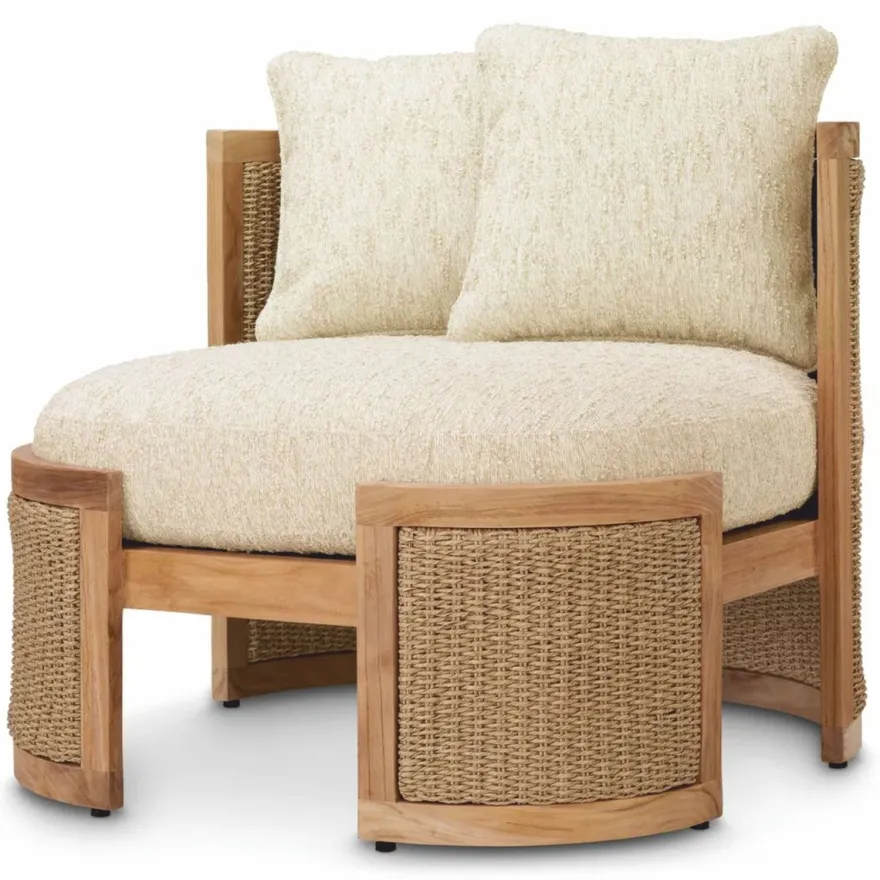 Casa Padrino Luxus Garten Sessel mit 2 Kissen Naturfarben - Hotel Möbel - Garten Möbel - Outdoor Möbel - Luxus Möbel