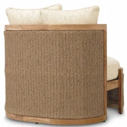 Casa Padrino Luxus Garten Sessel mit 2 Kissen Naturfarben - Hotel Möbel - Garten Möbel - Outdoor Möbel - Luxus Möbel