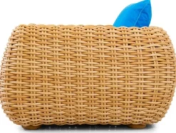 Casa Padrino Luxus Gartensessel Naturfarben / Blau 119 cm