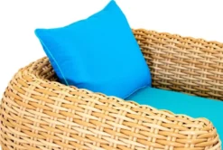 Casa Padrino Luxus Gartensessel Naturfarben / Blau 119 cm