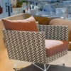 Casa Padrino Luxus Gartensessel Braun / Weiß 100 x 86 x H. 70 cm - Handgewebter Wetterbeständiger Sessel - Garten Terrassen Hotel Pool Sessel Möbel - Luxus Qualität