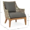 Casa Padrino Luxus Gartensessel mit Kissen Grau / Naturfarben / Braun 69 x 73 x H. 80,5 cm - Wetterbeständiger Garten & Terrassen Sessel - Garten & Terrassen Möbel - Luxus Qualität