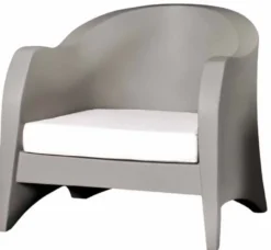 Casa Padrino Luxus Gartensessel Matt Grau / Weiß 79 x 72 x H. 73 cm - Wetterbeständiger Garten Terrassen Sessel - Hotel Möbel - Luxus Qualität
