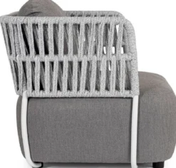 Casa Padrino Luxus Gartensessel Grau / Hellgrau / Schwarz 92 x 86 x H. 79 cm - Wetterbeständiger Garten Sessel - Terrassen Sessel - Garten Möbel - Terrassen Möbel - Outdoor Möbel