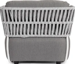 Casa Padrino Luxus Gartensessel Grau / Hellgrau / Schwarz 92 x 86 x H. 79 cm - Wetterbeständiger Garten Sessel - Terrassen Sessel - Garten Möbel - Terrassen Möbel - Outdoor Möbel