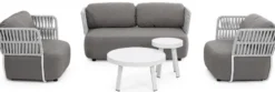 Casa Padrino Luxus Gartensessel Grau / Hellgrau / Schwarz 92 x 86 x H. 79 cm - Wetterbeständiger Garten Sessel - Terrassen Sessel - Garten Möbel - Terrassen Möbel - Outdoor Möbel