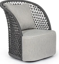 Casa Padrino Luxus Gartensessel mit Kissen Grau / Anthrazit 77 x 81 x H. 93 cm - Wetterbeständiger Garten & Terrassen Sessel - Garten & Terrassen Möbel - Luxus Qualität