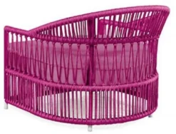 Casa Padrino Luxus Gartensessel Lila 86 x 98 x H. 76 cm - Handgewebter Wetterbeständiger Sessel - Garten Terrassen Hotel Pool Sessel Möbel - Luxus Qualität