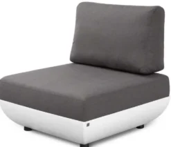 Casa Padrino Luxus Gartensessel Matt Weiß / Dunkelgrau 92 x 95 x H. 90 cm - Wetterbeständiger Garten Terrassen Sessel mit verstellbarer Rückenlehne - Hotel Möbel - Luxus Qualität