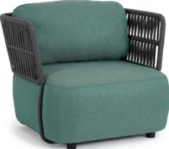 Casa Padrino Luxus Gartensessel Grün / Grau / Schwarz 92 x 86 x H. 79 cm - Wetterbeständiger Garten Sessel - Terrassen Sessel - Garten Möbel - Terrassen Möbel - Outdoor Möbel