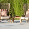 Casa Padrino Luxus Garten Sitzgruppe Beige 3-teilig 82 x 90 x H. 140 cm - Wetterfest und hochwertig verarbeitet - Moderne Garten Möbel - Luxus Qualität
