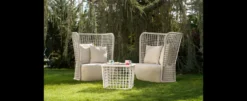 Casa Padrino Luxus Garten Sitzgruppe Hellgrau / Grau 3-teilig 95 x 89 x H. 114 cm - Wetterfest und hochwertig verarbeitet - Moderne Garten Möbel - Luxus Qualität