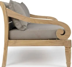 Casa Padrino Luxus Gartensofa Grau / Naturfarben 165 x 80 x H. 75 cm - Rustikales Teakholz Garten Sofa mit Kissen - Massivholz Garten Möbel - Rustikale Garten Möbel - Luxus Garten Möbel