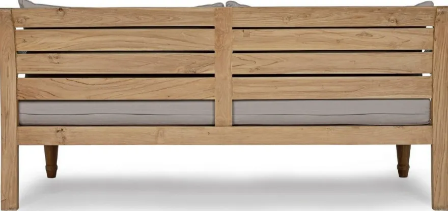 Casa Padrino Luxus Gartensofa Grau / Naturfarben 165 x 80 x H. 75 cm - Rustikales Teakholz Garten Sofa mit Kissen - Massivholz Garten Möbel - Rustikale Garten Möbel - Luxus Garten Möbel