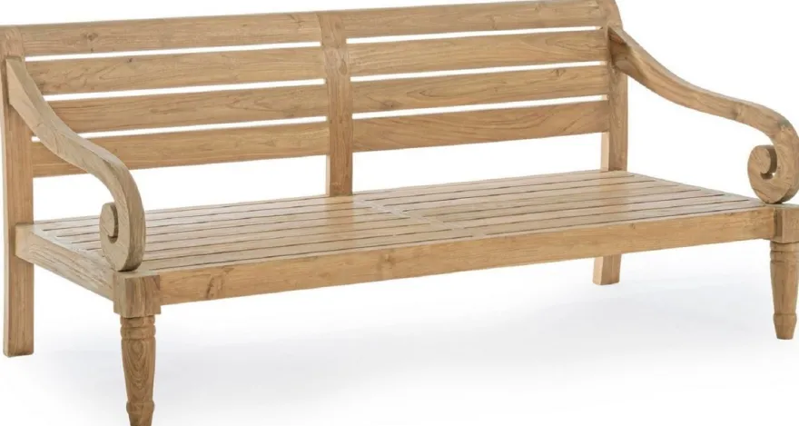Casa Padrino Luxus Gartensofa Grau / Naturfarben 165 x 80 x H. 75 cm - Rustikales Teakholz Garten Sofa mit Kissen - Massivholz Garten Möbel - Rustikale Garten Möbel - Luxus Garten Möbel