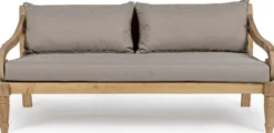 Casa Padrino Luxus Gartensofa Grau / Naturfarben 165 x 80 x H. 75 cm - Rustikales Teakholz Garten Sofa mit Kissen - Massivholz Garten Möbel - Rustikale Garten Möbel - Luxus Garten Möbel