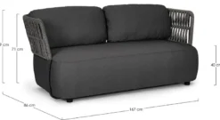 Casa Padrino Luxus Gartensofa Anthrazit / Grau / Schwarz 167 x 86 x H. 79 cm - Wetterbeständiges Garten Sofa - Terrassen Sofa - Garten Möbel - Terrassen Möbel - Outdoor Möbel