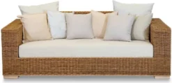 Casa Padrino Luxus Gartensofa Braun / Creme / Mehrfarbig 200 x 90 x H. 70 cm - Wetterbeständiges Sofa mit Kissen - Pool Möbel - Garten Möbel - Hotel Möbel - Luxus Möbel - Made in Italy