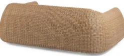 Casa Padrino Luxus Gartensofa Naturfarben / Weiß 196 x 124 x H. 72 cm - Handgewebtes wetterbeständiges Sofa mit Kissen - Moderne Garten Möbel - Hotel Möbel