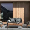 Casa Padrino Luxus Gartensofa mit Kissen Grau / Naturfarben / Braun 153 x 73 x H. 80,5 cm - Wetterbeständiges Garten & Terrassen Sofa - Garten & Terrassen Möbel - Luxus Qualität