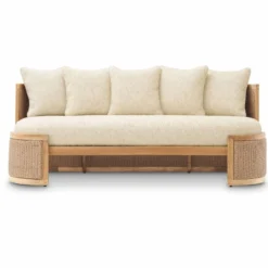 Casa Padrino Luxus Garten Sofa mit 5 Kissen Naturfarben 180 cm - Hotel Möbel - Garten Möbel - Luxus Möbel
