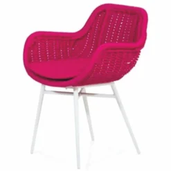 Casa Padrino Luxus Gartenstuhl mit Armlehnen Pink / Weiß - Garten Möbel