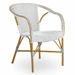 Casa Padrino Luxus Garten Stuhl 4er Set mit Armlehnen Weiß / Braun / Beige - Outdoor Möbel