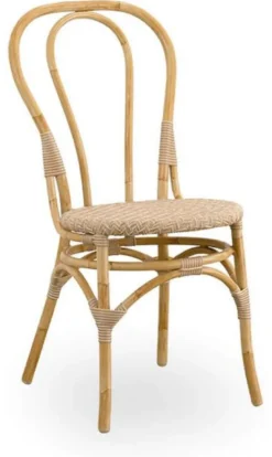 Casa Padrino Luxus Gartenstuhl 6er Set Naturfarben 45 x 56 x H. 88 cm - Moderne Rattan Garten & Terrassen Möbel - Luxus Qualität