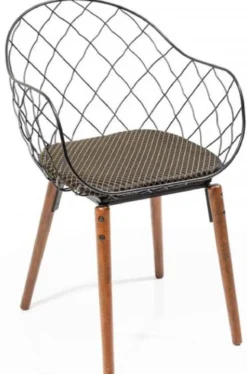 Casa Padrino Luxus Gartenstuhl Set Schwarz / Gold / Grau / Braun 40 x 40 x H. 81 cm - Moderne Gartenstühle mit Armlehnen - Garten & Gastronomie Möbel