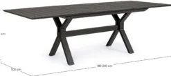 Casa Padrino Luxus Gartentisch Anthrazit 180-240 x 100 x H. 76 cm - Ausziehbarer Esstisch aus pulverbeschichtetem Aluminium - Luxus Garten & Terrassen Tisch - Luxus Garten & Terrassen Möbel