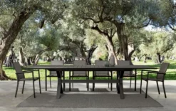 Casa Padrino Luxus Gartentisch Anthrazit 180-240 x 100 x H. 76 cm - Ausziehbarer Esstisch aus pulverbeschichtetem Aluminium - Luxus Garten & Terrassen Tisch - Luxus Garten & Terrassen Möbel