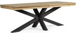 Casa Padrino Luxus Gartentisch Naturfarben / Schwarz 220-300 x 100 x H. 78 cm - Ausziehbarer Garten Esstisch mit Teakholz Tischplatte und Aluminium Beinen - Luxus Garten & Terrassen Möbel