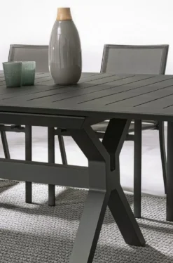 Casa Padrino Luxus Gartentisch Anthrazit 200-300 x 110 x H. 76 cm - Ausziehbarer Esstisch aus pulverbeschichtetem Aluminium - Luxus Garten & Terrassen Tisch - Luxus Garten & Terrassen Möbel