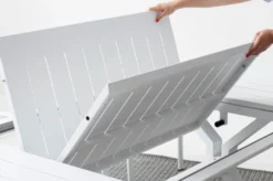 Casa Padrino Luxus Gartentisch Weiß 180-240 x 100 x H. 76 cm - Ausziehbarer Esstisch aus pulverbeschichtetem Aluminium - Luxus Garten & Terrassen Tisch - Luxus Garten & Terrassen Möbel