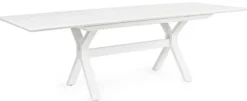 Casa Padrino Luxus Gartentisch Weiß 180-240 x 100 x H. 76 cm - Ausziehbarer Esstisch aus pulverbeschichtetem Aluminium - Luxus Garten & Terrassen Tisch - Luxus Garten & Terrassen Möbel