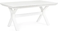 Casa Padrino Luxus Gartentisch Weiß 180-240 x 100 x H. 76 cm - Ausziehbarer Esstisch aus pulverbeschichtetem Aluminium - Luxus Garten & Terrassen Tisch - Luxus Garten & Terrassen Möbel