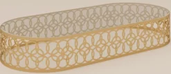 Casa Padrino Luxus Gartentisch Gold 160 x 80 x H. 40 cm - Pulverbeschichteter Aluminium Garten & Terrassen Tisch mit Glasplatte - Garten Möbel - Terrassen Möbel - Luxus Möbel - Made in Italy