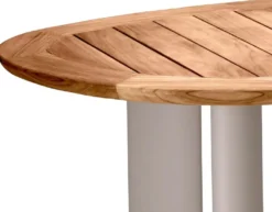 Casa Padrino Luxus Gartentisch Naturfarben / Sandfarben 258,5 x 110 x H. 76 cm - Garten Esstisch mit Teakholz Tischplatte und Aluminium Beinen - Garten & Terrassen Möbel - Luxus Qualität