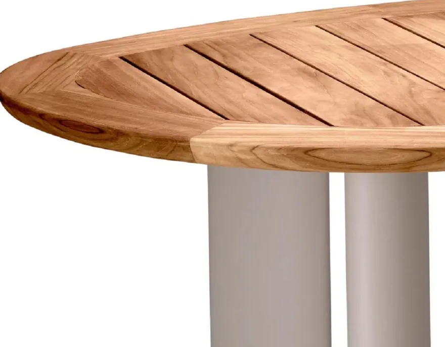 Casa Padrino Luxus Gartentisch Naturfarben / Sandfarben 258,5 x 110 x H. 76 cm - Garten Esstisch mit Teakholz Tischplatte und Aluminium Beinen - Garten & Terrassen Möbel - Luxus Qualität