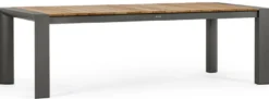 Casa Padrino Luxus Gartentisch Naturfarben / Grau 253-384 x 110 x H. 75 cm - Ausziehbarer Garten Esstisch mit Teakholz Tischplatte und Aluminium Beinen - Luxus Garten & Terrassen Möbel