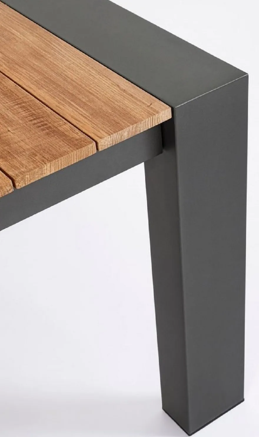 Casa Padrino Luxus Gartentisch Naturfarben / Grau 253-384 x 110 x H. 75 cm - Ausziehbarer Garten Esstisch mit Teakholz Tischplatte und Aluminium Beinen - Luxus Garten & Terrassen Möbel