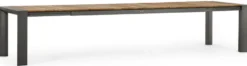 Casa Padrino Luxus Gartentisch Naturfarben / Grau 253-384 x 110 x H. 75 cm - Ausziehbarer Garten Esstisch mit Teakholz Tischplatte und Aluminium Beinen - Luxus Garten & Terrassen Möbel