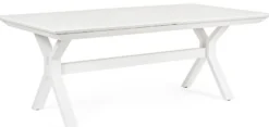 Casa Padrino Luxus Gartentisch Weiß 200-300 x 110 x H. 76 cm - Ausziehbarer Esstisch aus pulverbeschichtetem Aluminium - Luxus Garten & Terrassen Tisch - Luxus Garten & Terrassen Möbel