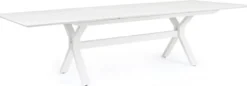 Casa Padrino Luxus Gartentisch Weiß 200-300 x 110 x H. 76 cm - Ausziehbarer Esstisch aus pulverbeschichtetem Aluminium - Luxus Garten & Terrassen Tisch - Luxus Garten & Terrassen Möbel