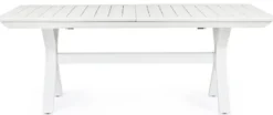 Casa Padrino Luxus Gartentisch Weiß 200-300 x 110 x H. 76 cm - Ausziehbarer Esstisch aus pulverbeschichtetem Aluminium - Luxus Garten & Terrassen Tisch - Luxus Garten & Terrassen Möbel