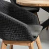 Casa Padrino Luxus Gartentisch Naturfarben / Schwarz Ø 160 x H. 77 cm - Garten Esstisch mit Teakholz Tischplatte und Aluminium Beinen - Garten & Terrassen Tisch - Luxus Garten & Terrassen Möbel