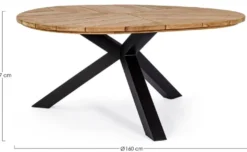 Casa Padrino Luxus Gartentisch Naturfarben / Schwarz Ø 160 x H. 77 cm - Garten Esstisch mit Teakholz Tischplatte und Aluminium Beinen - Garten & Terrassen Tisch - Luxus Garten & Terrassen Möbel