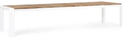 Casa Padrino Luxus Gartentisch Naturfarben / Weiß 253-384 x 110 x H. 75 cm - Ausziehbarer Garten Esstisch mit Teakholz Tischplatte und Aluminium Beinen - Luxus Garten & Terrassen Möbel