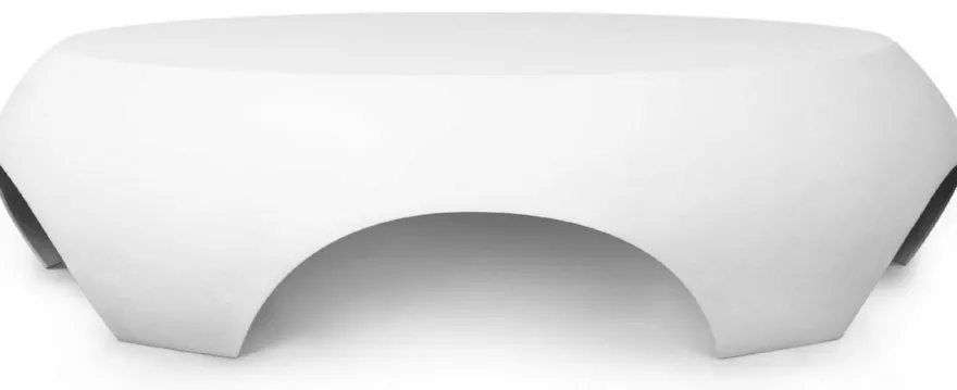 Casa Padrino Luxus Gartentisch Matt Weiß Ø 140 x H. 35 cm - Runder Wetterbeständiger Couchtisch - Garten Terrassen Tisch Möbel - Luxus Kollektion